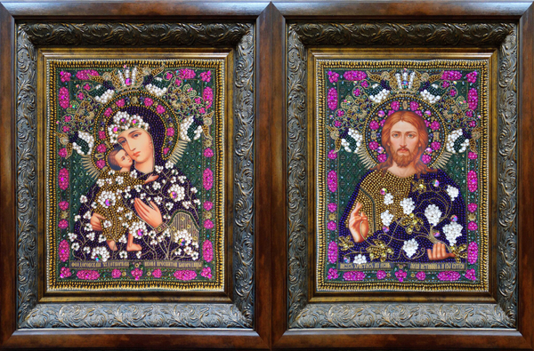 И19б-И20б Комплект наборов для вышивания Венчальная пара: Богородица Феодоровская и Лоза истинная