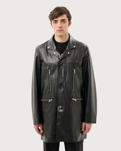 UNDERCOVER ПАЛЬТО ИЗ СИНТЕТИЧЕСКОЙ КОЖИ ЧЕРНОЕ