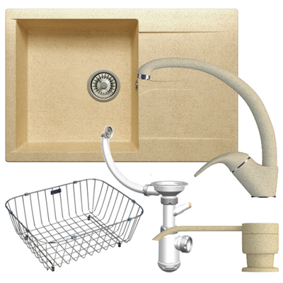 Мойка POLYGRAN GALS-760 опал №328, смеситель SKS2 опал