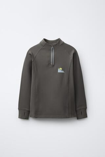 ZARA ТЕРМОФУТБОЛКА С ДЛИННЫМИ РУКАВАМИ НА МОЛНИИ, СЕРЫЙ