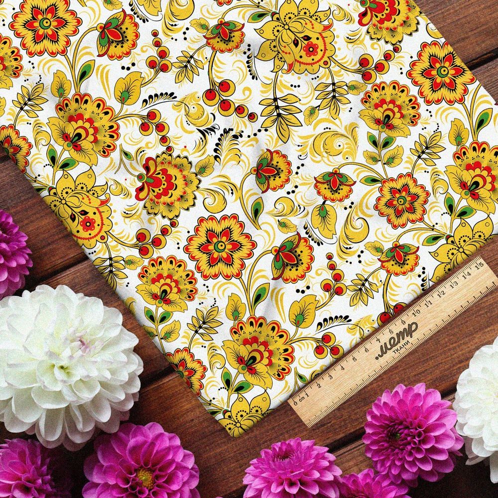 Ткань барби белая хохлома