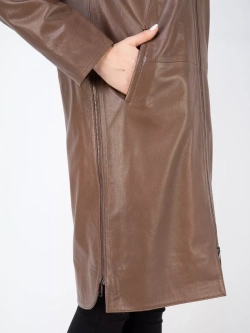 Плащ осенний кожаный с капюшоном