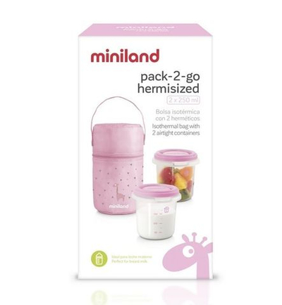 Miniland Термосумка Pack-2-Go HermiSized с двумя вакуумными контейнерами, розовая
