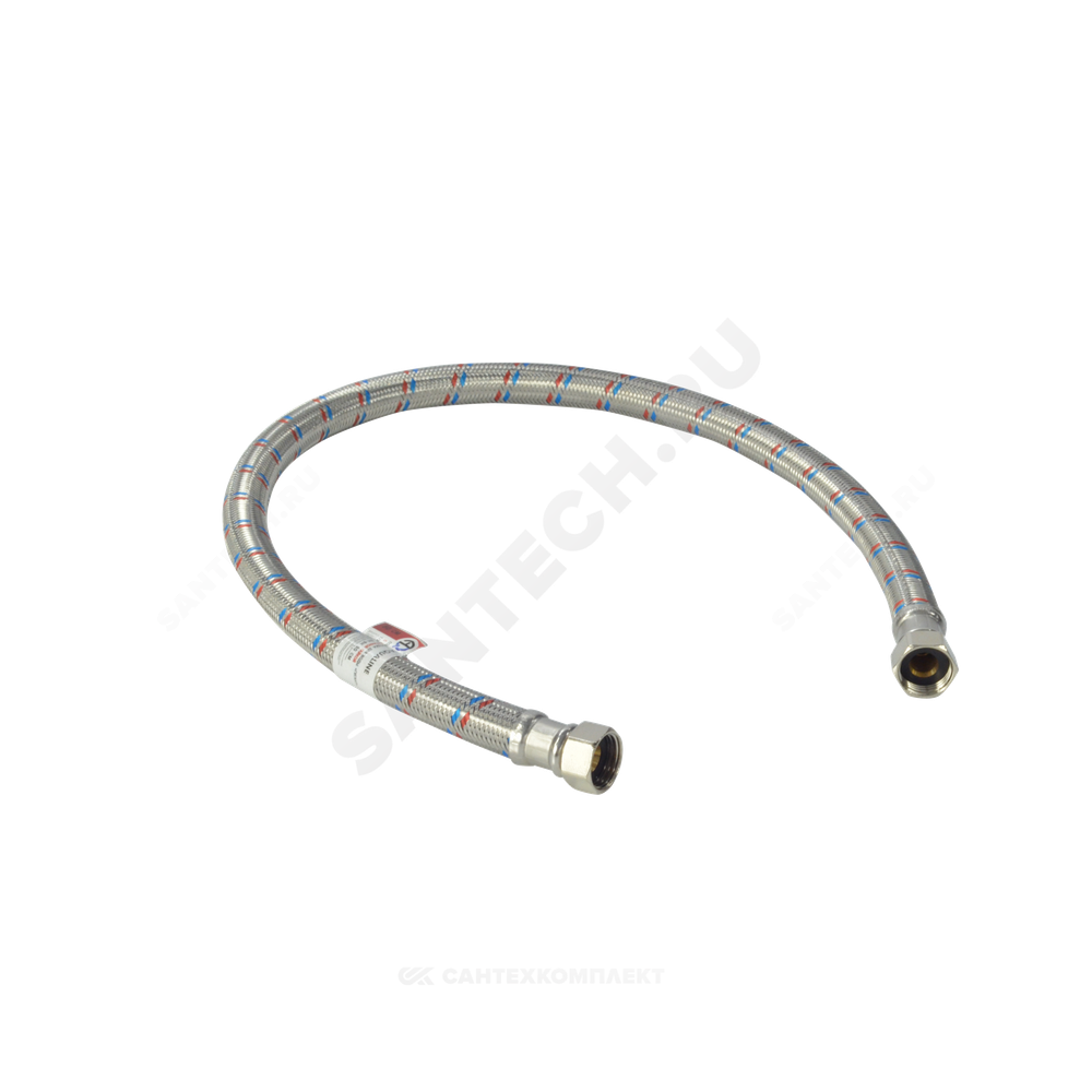 Подводка гибкая для воды нержавеющая оплетка ГИГАНТ 1/2" г-г L=0.8м AQUALINE 04934