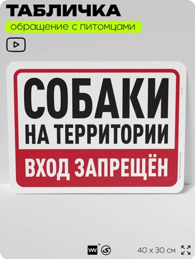 Табличка "На территории есть собаки, вход запрещен" на дверь и забор, для двора, дома, подъезда, 40х30 см, Silver Plane x Айдентика Технолоджи