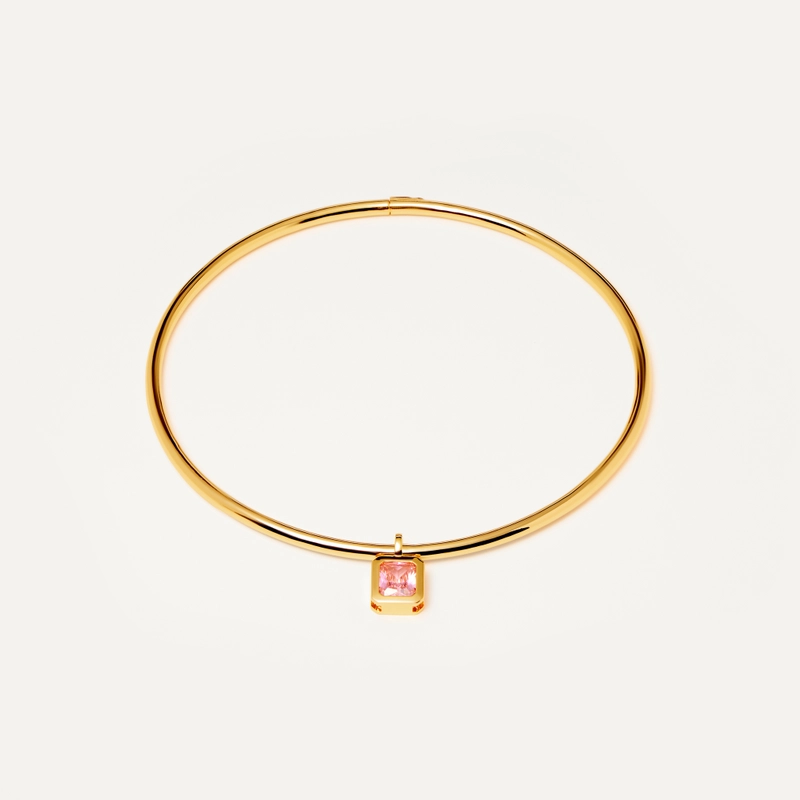 Чокер Бенгл  – Золото, Розовый квадрат