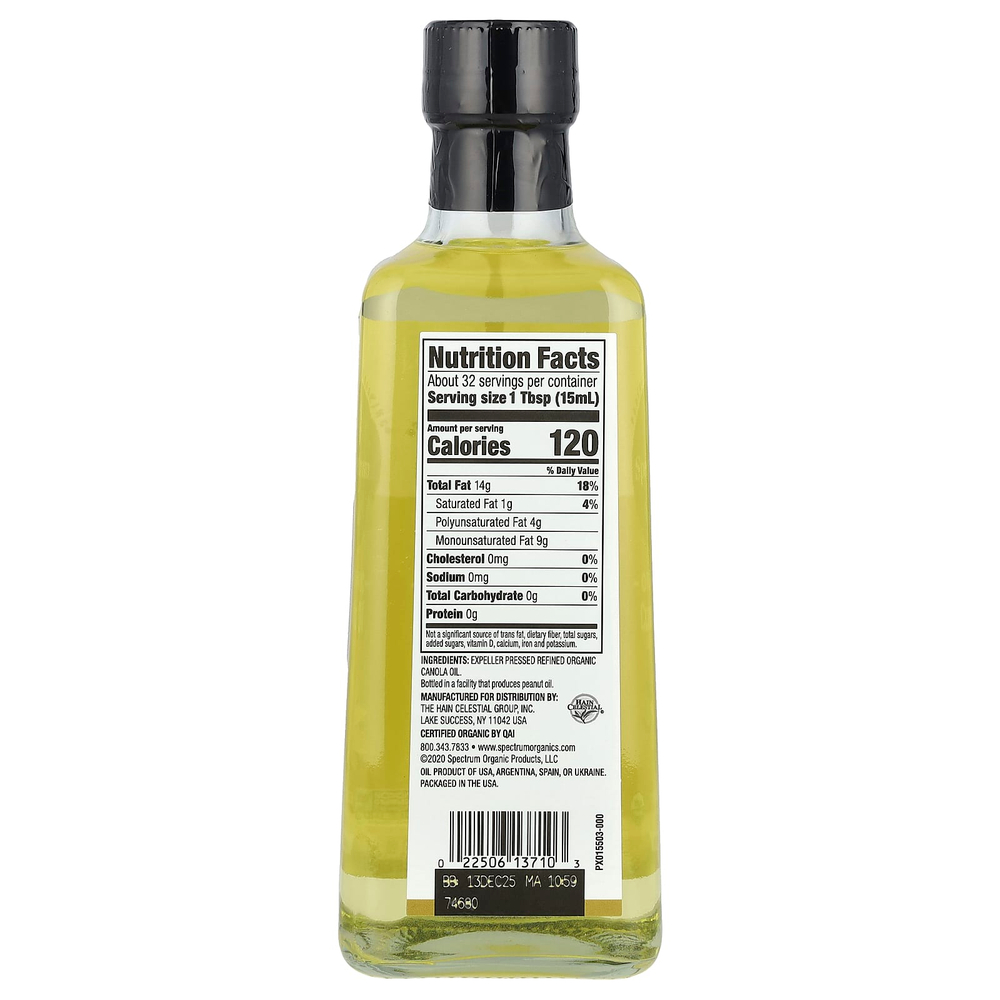 Spectrum Culinary, органическое рапсовое масло, экспеллерное прессование, 473 г (16 жидк. унций)
