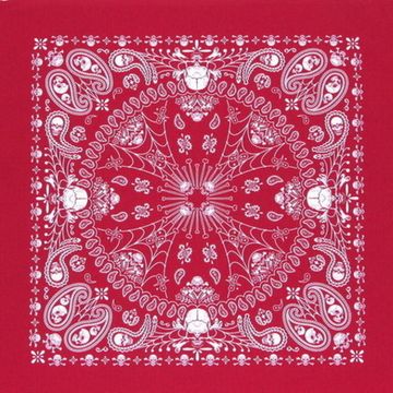 Бандана красная с белыми черепами и огурцами (6104)