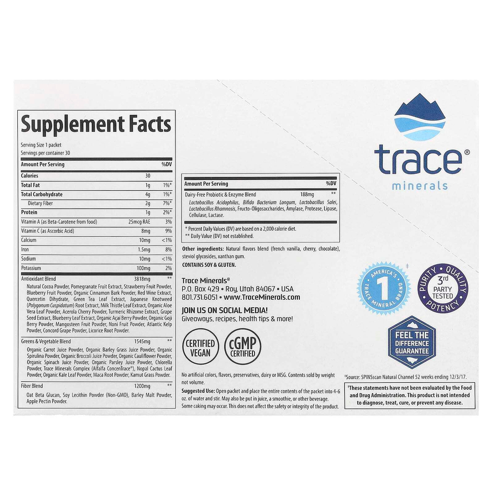 Trace, GreensPak, с шоколадным вкусом, 30 пакетиков, 7,5 г (0,26 унции) каждый
