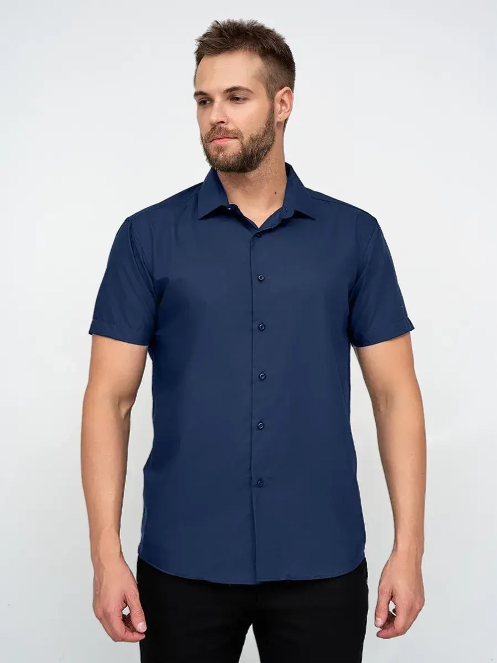 Рубашка приталенная с коротким рукавом