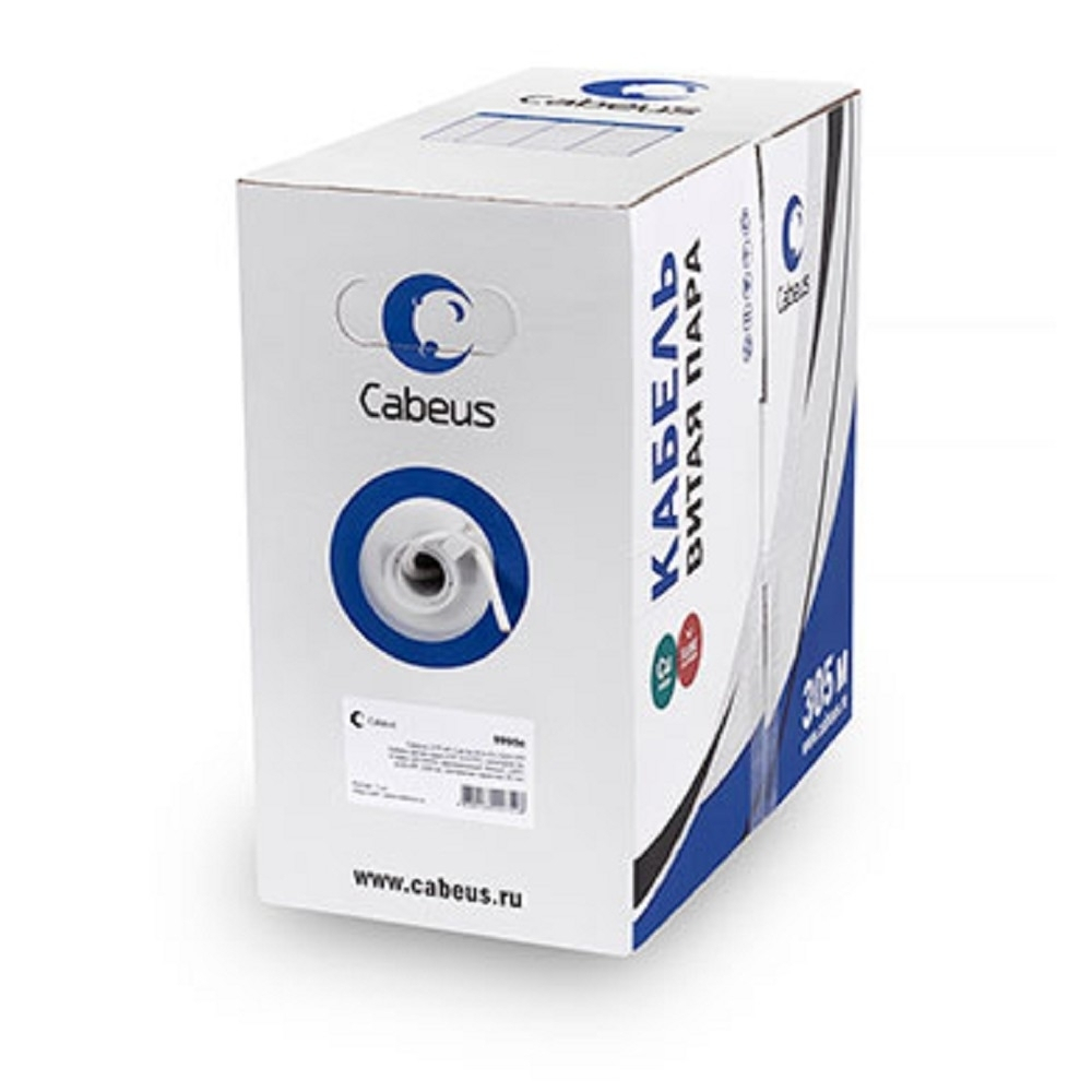 Витая пара Cabeus UTP-4P-Cat.5e-SOLID-GY-LIGHT Кабель витая пара UTP (U / UTP), категория 5e, 4 пары 0,48мм (24 AWG), одножильный, PVC нг(А)-LS, серый (305 м)