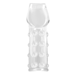 Прозрачная открытая насадка на пенис с бугорками - 19,8 см. (Цвет: прозрачный)