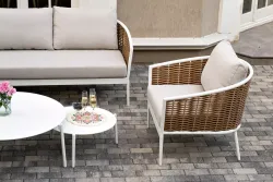 "Тоскана" лаунж-зона из искусственного ротанга, цвет соломенный