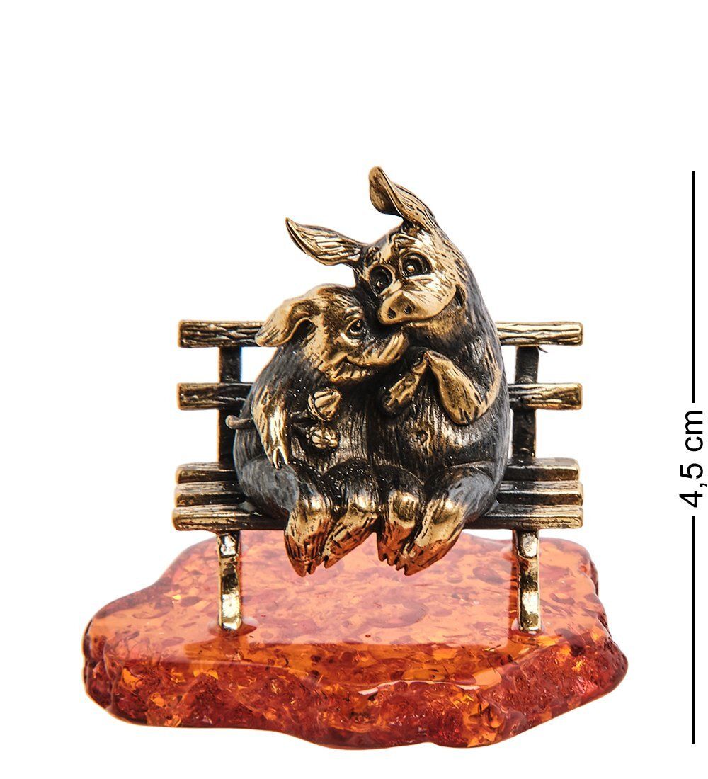 Народные промыслы AM-3131 Фигурка «Поросята» (латунь, янтарь)
