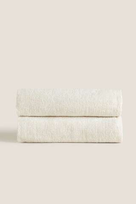 ZARA HOME ТОЛСТОЕ ОДЕЯЛО ИЗ СИНЕЛИ, ЭКРЮ