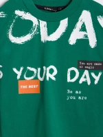 Зеленый лонгслив оверсайз для мальчика