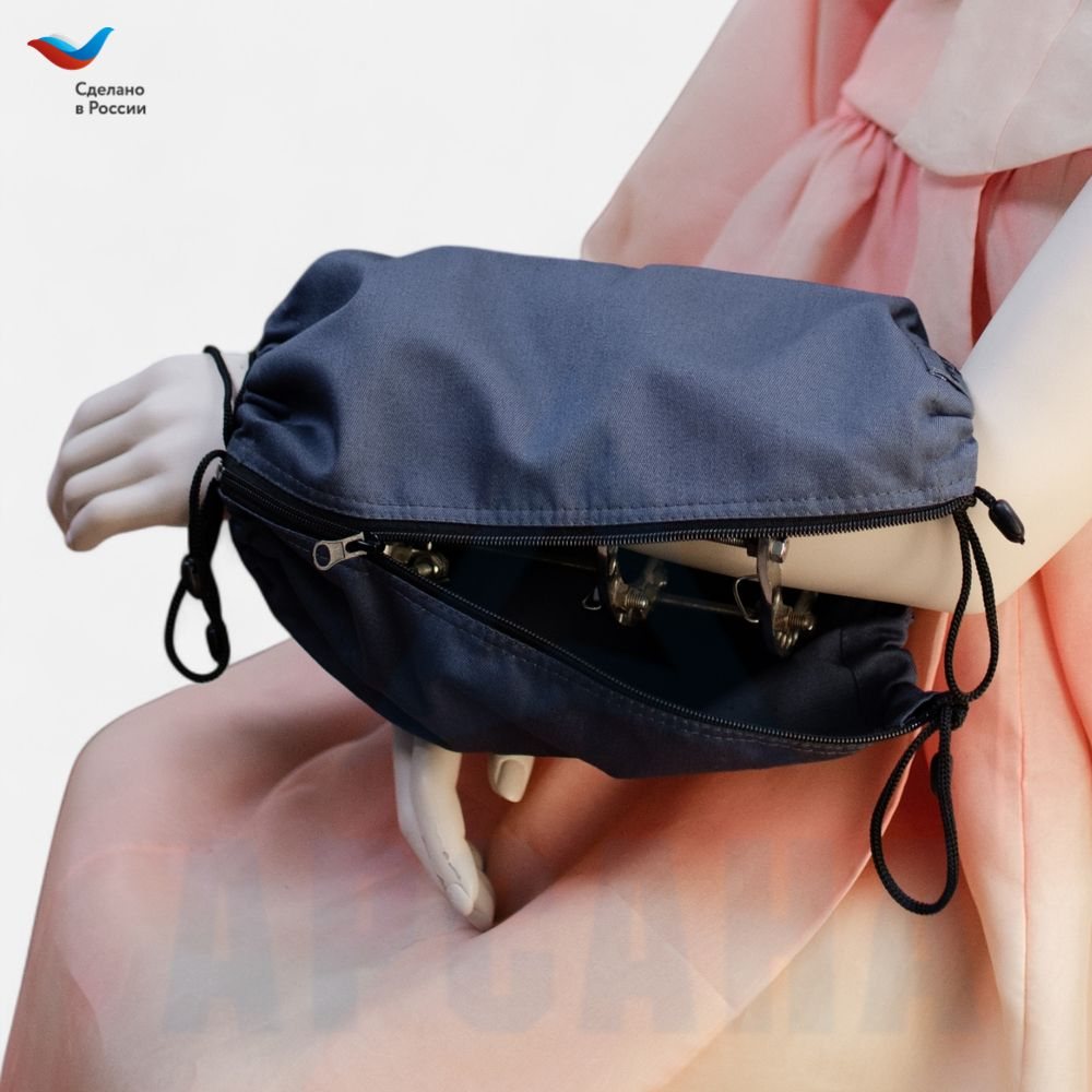 Чехол с открытой кистью на аппарат Илизарова. Ткань Саржа. Цвет изделия темно серый, молния черная. Размер PPO 8