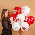 Шар (12''/30 см) Сохну по тебе ..., Красный/Белый, пастель, 2 ст, 25 шт.