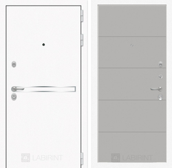 Входная металлическая дверь Лабиринт Лайн WHITE 13 (Белые входные двери) - Грей софт.