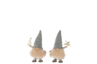 Декор "Гном со звездой/Гном с елкой" в ассортименте 18x9x23см