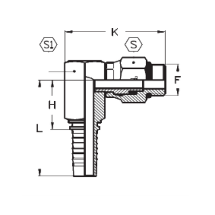 Фитинг DN 12 SAE J516 (Ш) 7/8 (90) поворотный