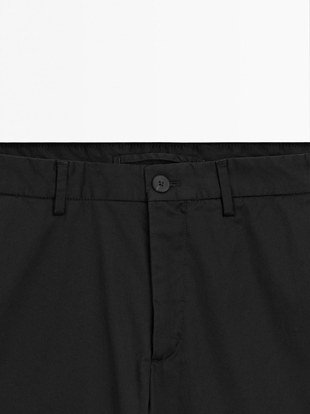 Massimo Dutti Зауженные брюки из хлопковой смесовой ткани, черный