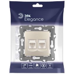 Розетка ЭРА Elegance 14-3108-04 информационная двойная 2хRJ45 IP20 шампань | Elegance Шампань
