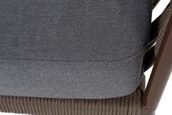 "Диего" диван 2-местный плетеный из роупа, каркас алюминий коричневый (RAL8016) муар, роуп коричневый круглый, ткань темно-серая 027