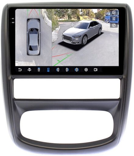 Магнитола для Renault Duster 1 2010-2015, Nissan Terrano 2014+ - FarCar BX3050M-360 монитор 9.5" 2K QLED на Android 13, 6Гб+128Гб, CarPlay, 4G SIM-слот, 4 камеры в комплекте