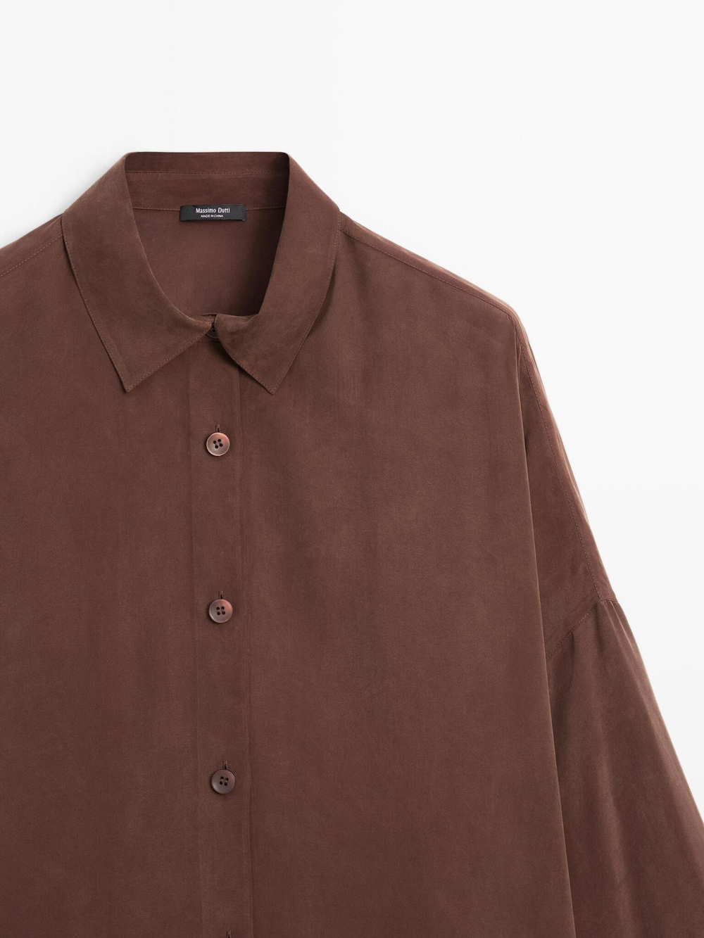 Massimo Dutti Длинная рубашка струящегося кроя, коричневый