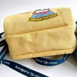 Мини-сумка пошет (pochette) с бульдогом Пауро, с ремнем, ANIMAL MODE, желтая, 26-9403-1, KUSUGURU