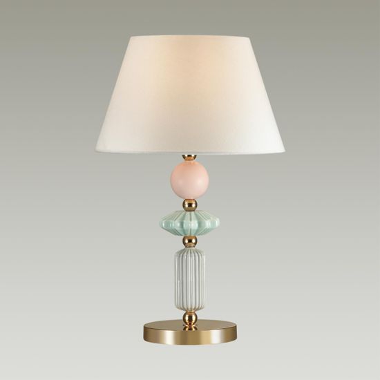 4861/1TB CLASSIC ODL_EX22 203 золотой/раноцветн.керамика/абажур Настольная лампа E27 1*60W 4861/1TB CANDY