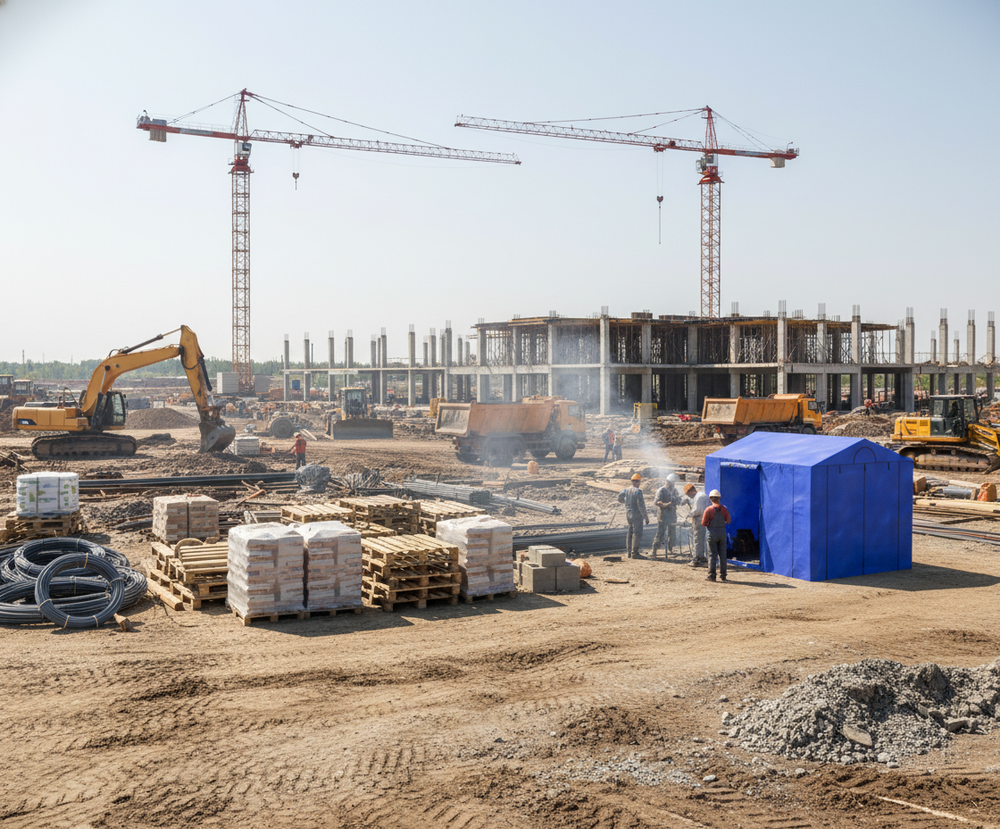 Строительная палатка МногоТентов домик 3х3х2,4 м. (Тент Тарпаулин).