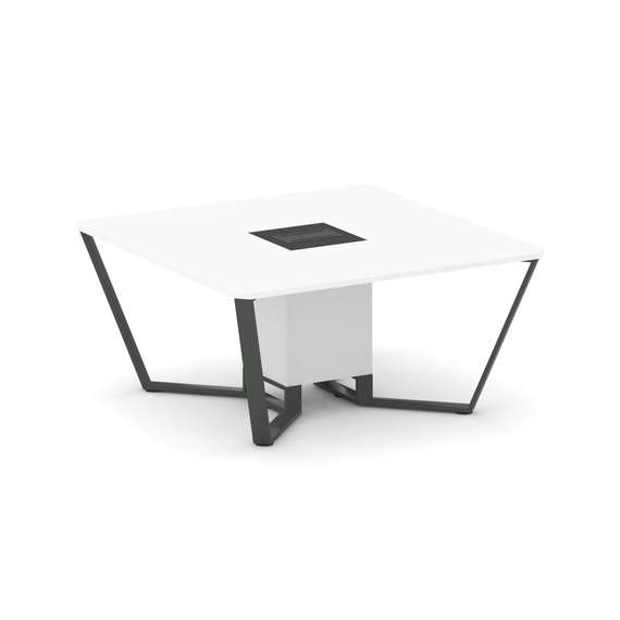 Steel Meet Стол переговорный квадратный KM-PR.B.SP-08 Белый Бриллиант/Графит Глянец/Металл Антрацит