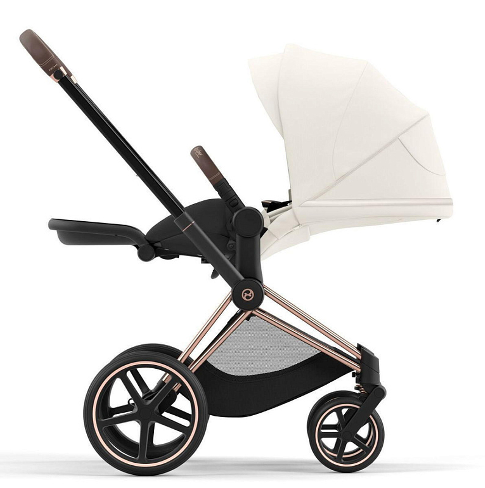 Коляска 3 в 1 Cybex Priam IV Rosegold complete и автокресло Aton S2 i-Size Ocean Blue Off White
