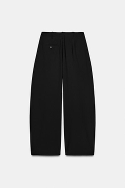 ZARA БРЮКИ WIDE LEG С ЗАЩИПАМИ — ZW COLLECTION, ЧЕРНЫЙ