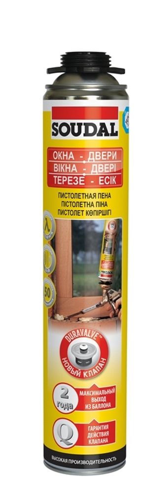 Пена монтажная Soudal  Yellow д/окон и дверей 750мл 50л  профи всесезонная до -10С  115003