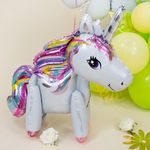 Шар 3D (23''/58 см) Фигура, Единорог, Звездная радуга, Белый, 1 шт.