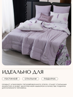 КПБ на резинке Сатин Velouria Luxe с Одеялом VLR019, Евро, 4 наволочки, простынь 160*200*25