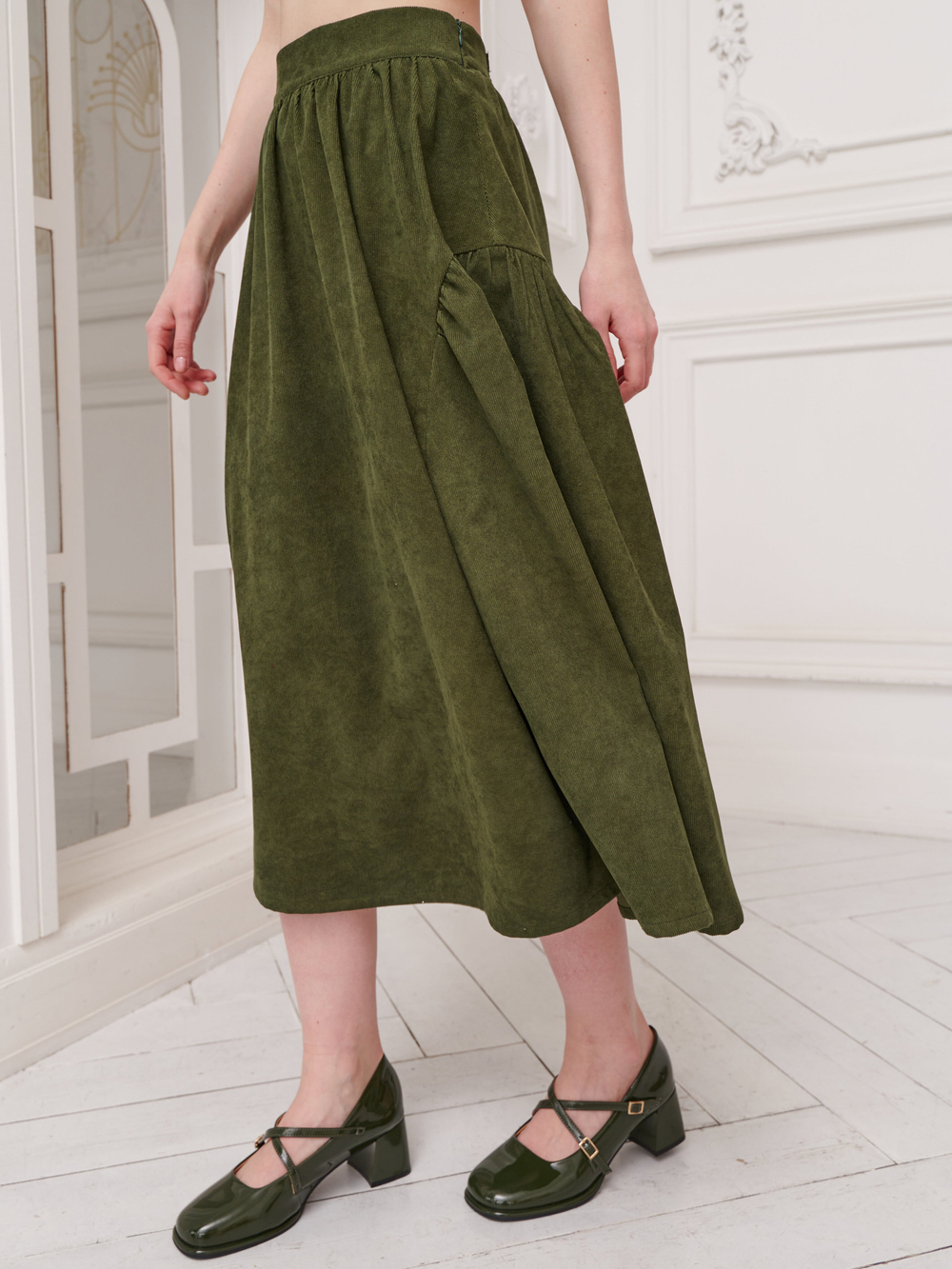 Юбка бохо вельветовая миди