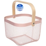 Корзина для хранения металлическая с деревянной ручкой «ФАРГО», цвет розовый, 24**24*18см