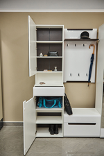 Тумба с зеркалом Стокгольм белый/белый глянец