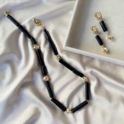 Комплект бижутерии "Черное солнце" из шунгита