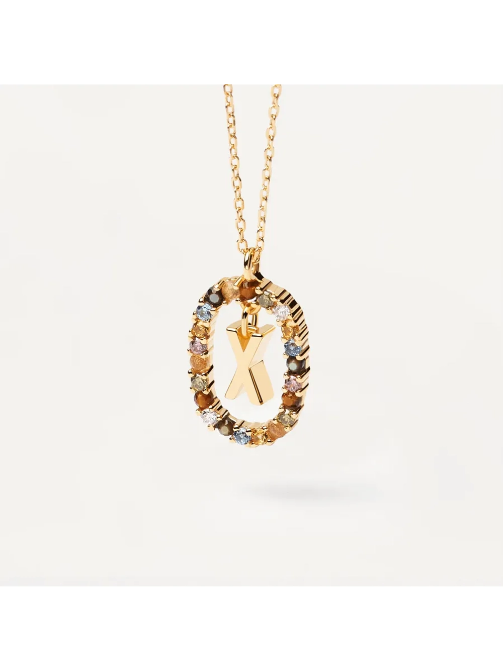 Колье Буква X серебро 925 пробы покрытое золотом