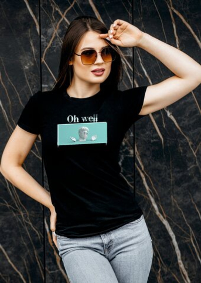 Футболка черная с принтом Oh Well