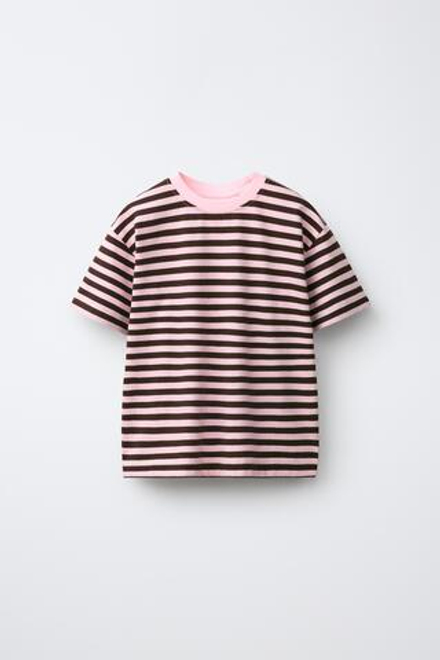 ZARA ФУТБОЛКА В ПОЛОСКУ, РОЗОВЫЙ
