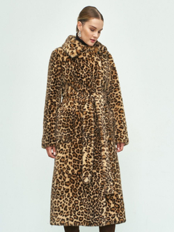 Эко шуба чебурашка, леопард коричневый, SilverFox