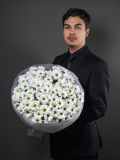 Моно букет из 11 хризантем ромашка