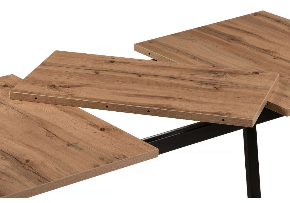 Стол деревянный Woodville Лота Лофт 120(160)х75 черный матовый, дуб крафт табачный, ножки черные