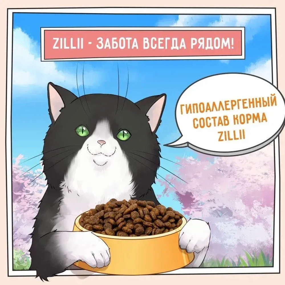 Корм для стерилизованных кошек ZILLII (Зилли) Cat Sterilized Light 10кг индейка и утка сухой для кошек с избыточным весом